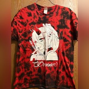 Red and Black Graphic Tee With Demon Girl